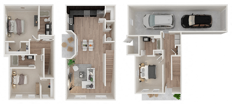 Floor plan for 3 beds, 3.5 baths, 1775 sqft